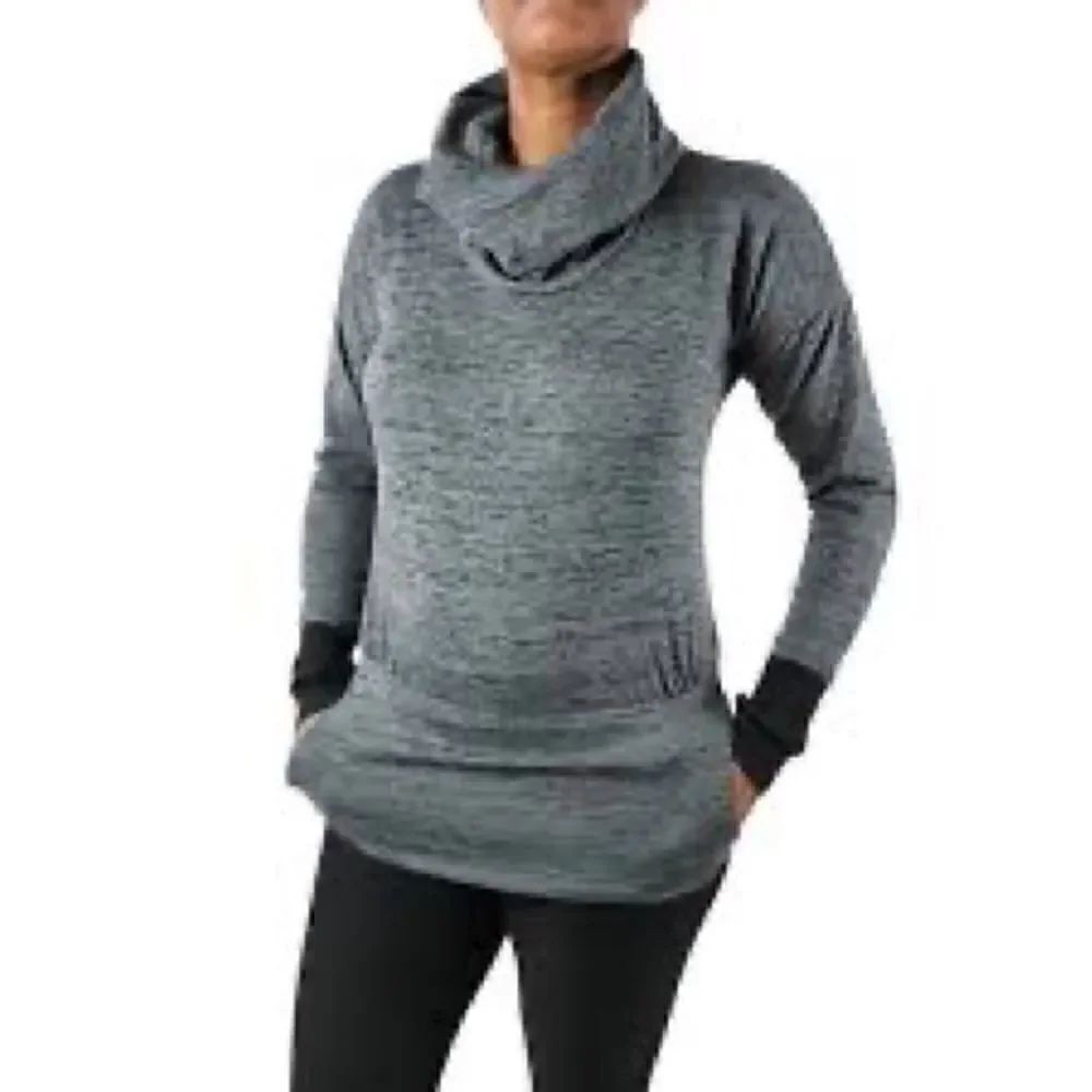 ATHLETA Batwing and Robin Cowl Neck Sweatshirt Gray Black Sz Medium Stretch